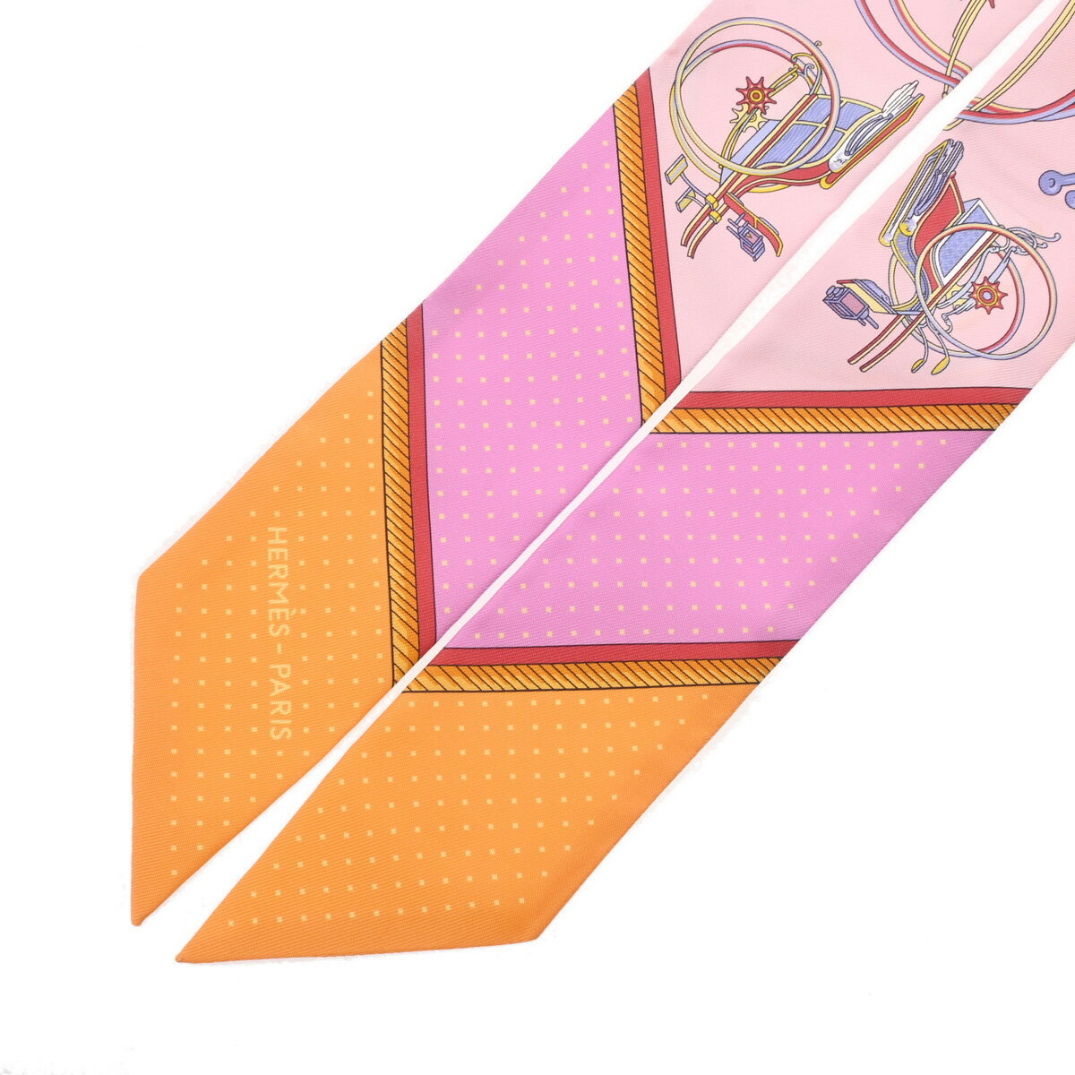 エルメス HERMES ツイリー VOITURES A TRANSFORMATION ピンク 063156S シルク100％ レディース スカーフ エルメス 【ローン36回払い無金利】【中古】
