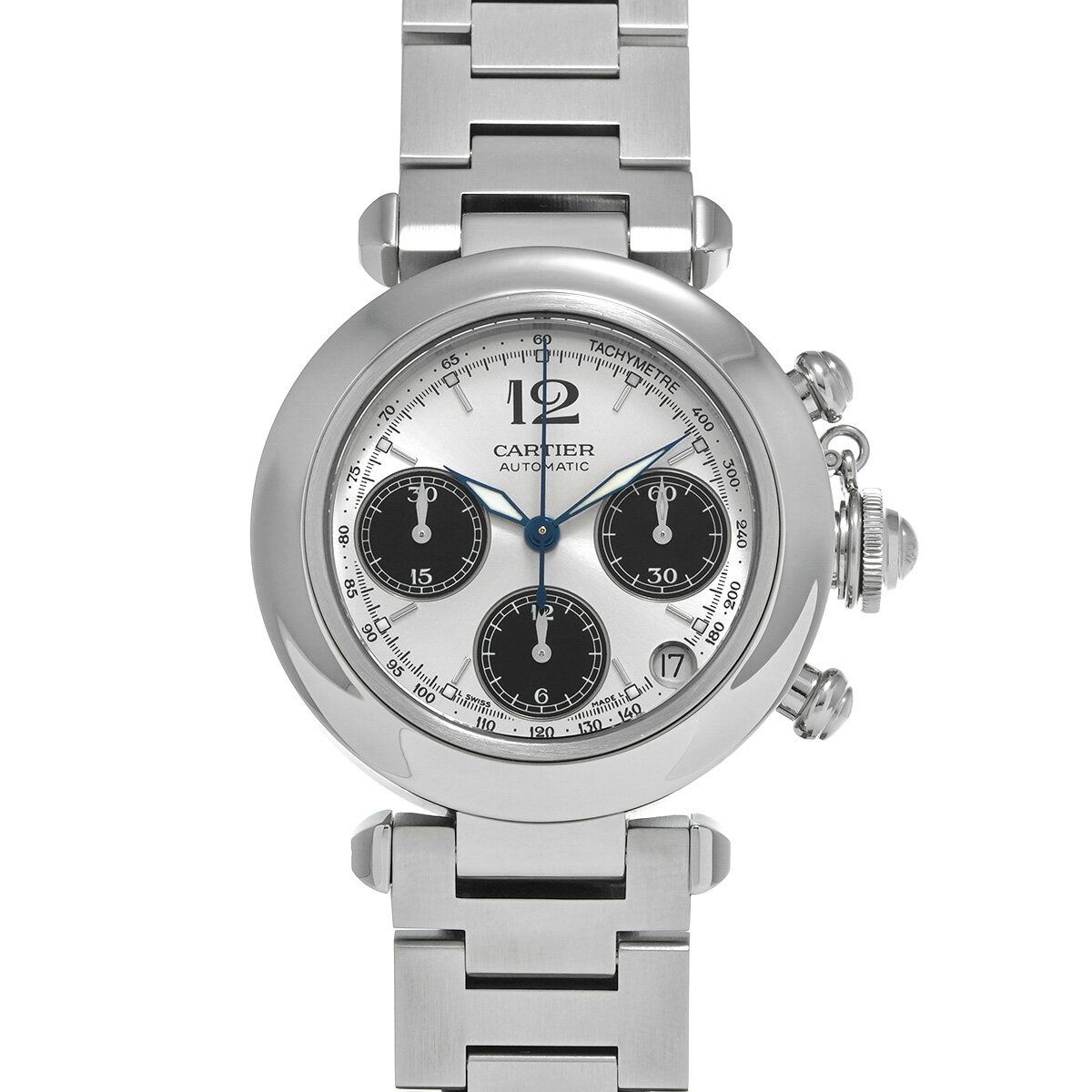 カルティエ CARTIER パシャC クロノグラフ W31048M7 シルバー/ブラック メンズ 腕 ...