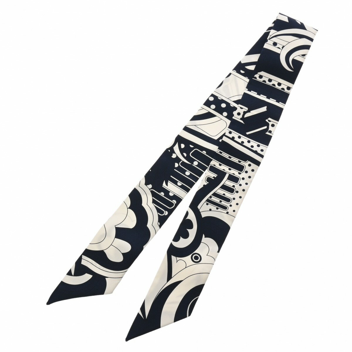 エルメス HERMES ツイリー FAUBOURG RAINBOW ネイビー/ホワイト シルク100％ レディース スカーフ エルメス 【ローン36回払い無金利】【中古】のサムネイル