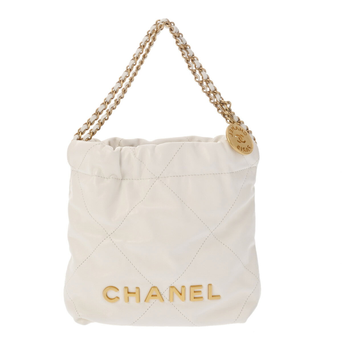 シャネル CHANEL ミニ ハンドバッグ CHANEL22 ホワイト AS3980 シャイニーカーフスキン レディース ハンドバッグ chanel シャネル バッグ バック ブランド 【ローン36回払い無金利】【中古】のサムネイル