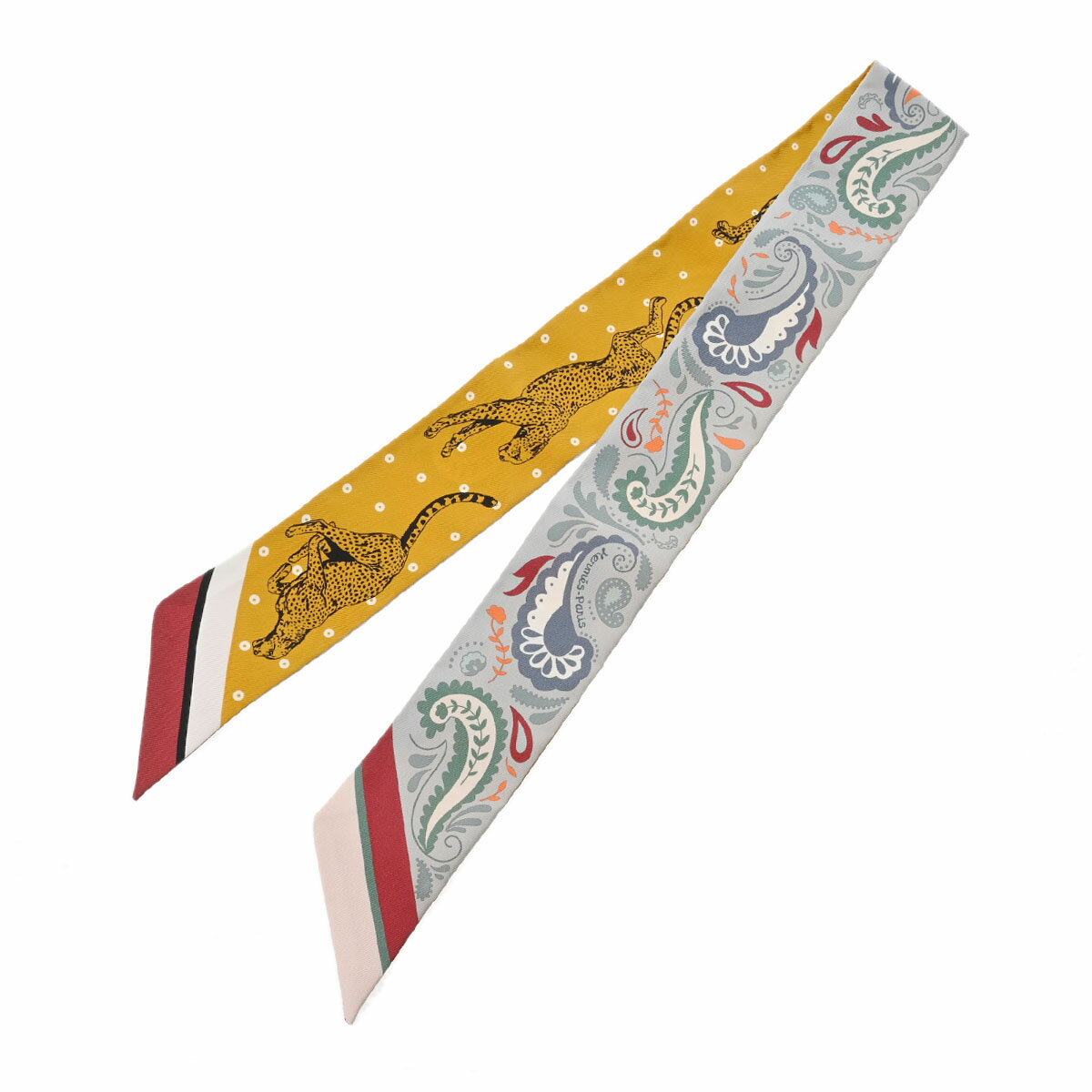 エルメス HERMES ツイリー GUEPARDS BANDANA イエロー/ブルー系 シルク100％ レディース スカーフ エルメス 【ローン36回払い無金利】【未使用】