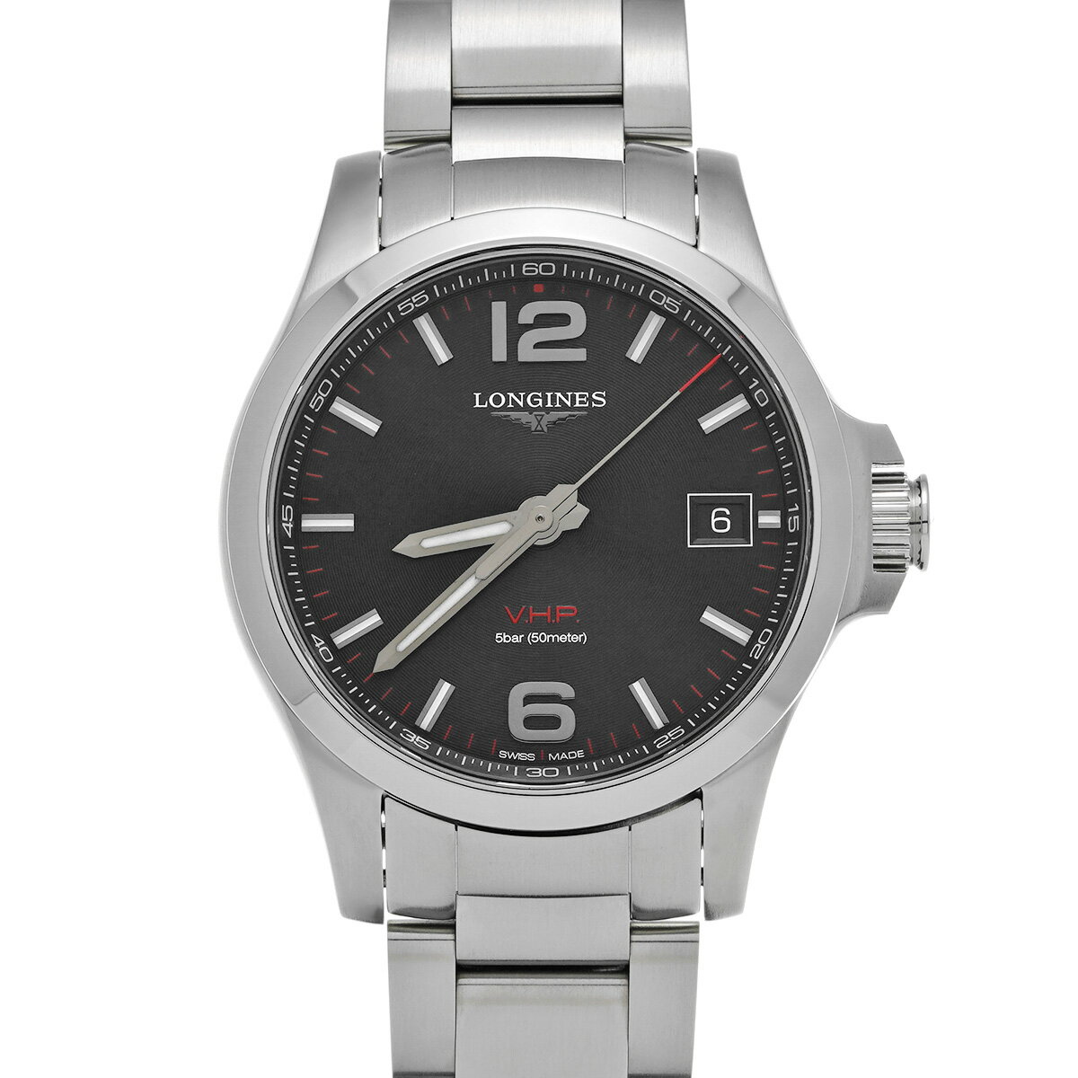 ロンジン LONGINES コンクエスト L3.716.4.56.6 ブラック メンズ 腕時計 ロンジン 時計 高級腕時計 ブランド 【ローン36回払い無金利】【中古】