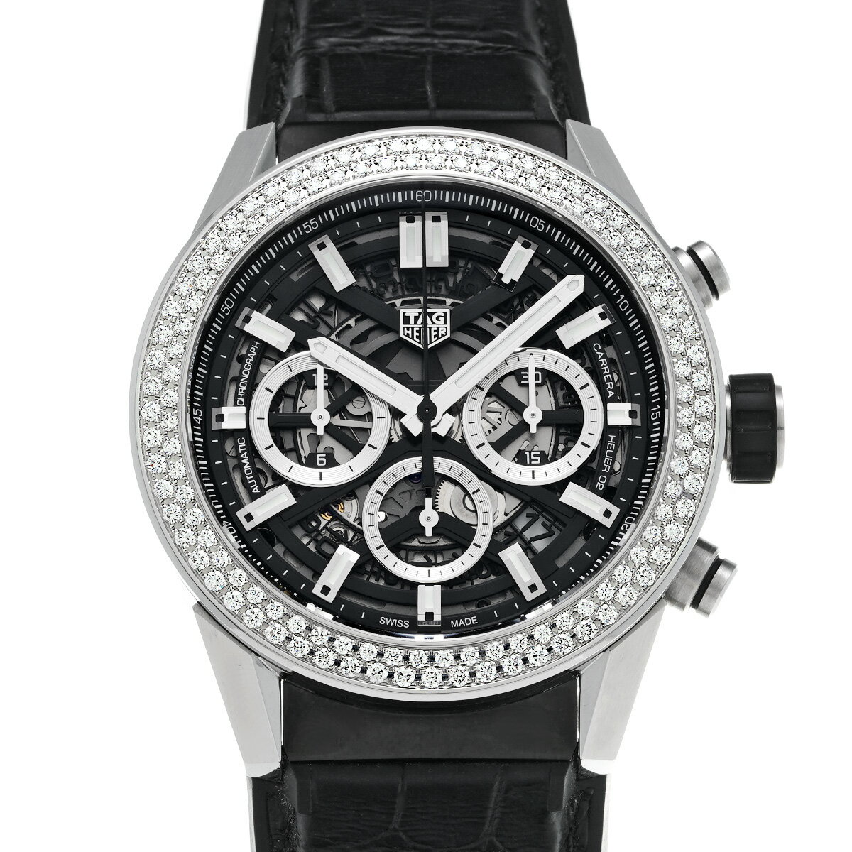 タグ ホイヤー TAG HEUER カレラ キャリバーホイヤー02 クロノグラフ CBG2A12.FC6450 ブラック メンズ 腕時計 タグ ホイヤー 時計 高級腕時計 ブランド 【ローン36回払い無金利】【中古】