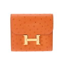 【〜5/3 最大3万円クーポン】エルメス HERMES コンスタンス コンパクト オレンジ オーストリッチ レディース 二つ折り財布 エルメス 財布 ブランド ...