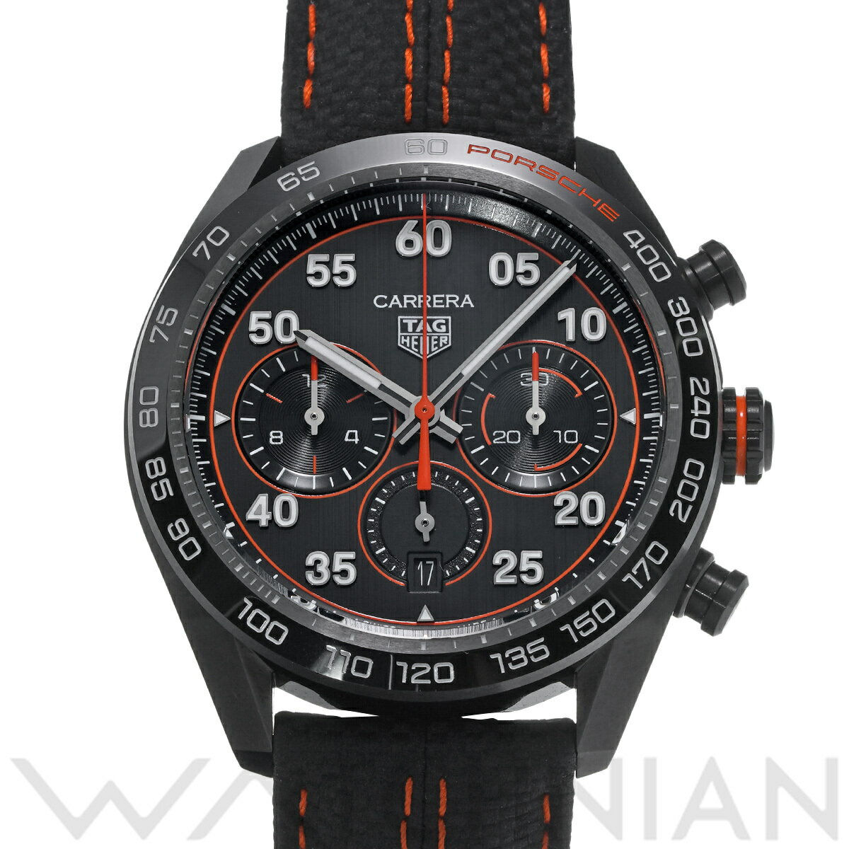 【〜6/27 最大3万円クーポン】タグ ホイヤー TAG HEUER カレラ キャリバー ホイヤー02 クロノグラフ ポルシェ オレンジレーシング CBN2A1M.FC6526 ブラック メンズ 腕時計 タグ ホイヤー 時計 高級腕時計 ブランド 【ローン36回払い無金利】【中古】