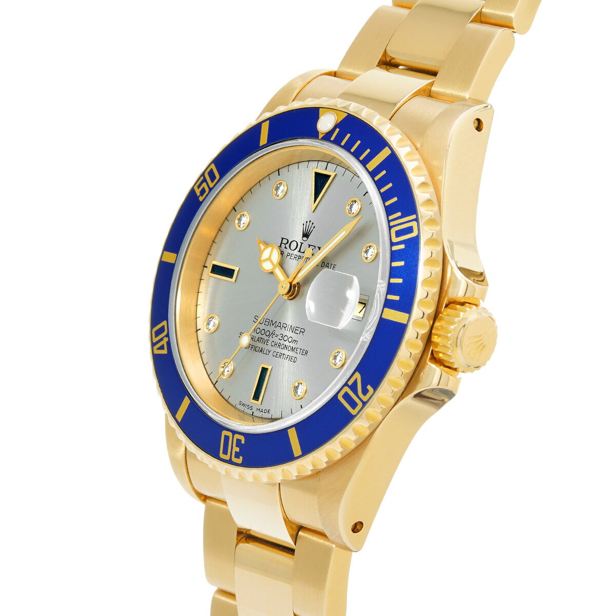 【〜9/24 最大3万円クーポン】ロレックス ROLEX サブマリーナ デイト 16618SG A番(1999年頃製造) グレー/ダイヤモンド/サファイア メンズ 腕時計 ロレックス 時計 高級腕時計 ブランド 【ローン36回払い無金利】【中古】