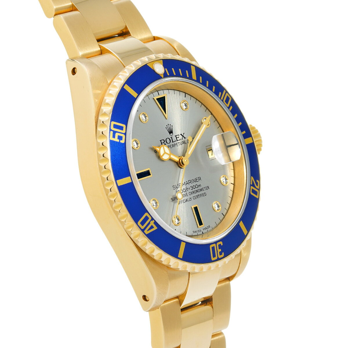 【〜9/24 最大3万円クーポン】ロレックス ROLEX サブマリーナ デイト 16618SG A番(1999年頃製造) グレー/ダイヤモンド/サファイア メンズ 腕時計 ロレックス 時計 高級腕時計 ブランド 【ローン36回払い無金利】【中古】