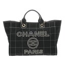 【〜5/3 最大3万円クーポン】シャネル CHANEL ドーヴィル ラージ ショッピングバッグ 2WAY ブラック A66941 キャンバス/レザー レディース...