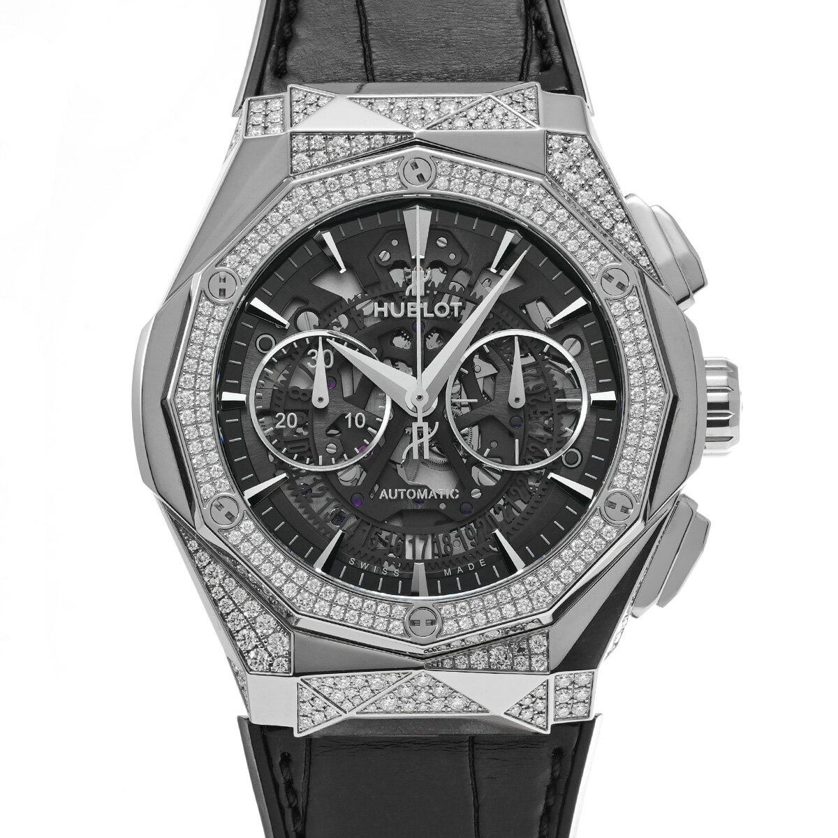 ウブロ HUBLOT クラシックフュージョン アエロフュージョン クロノグラフ オーリンスキー チタニウム オルタナティブ パヴェ 525.NX.0170.RX.1804.ORL18 スケルトン メンズ 腕時計 ウブロ 時計 高級腕時計 ブランド 【ローン36回払い無金利】【中古】