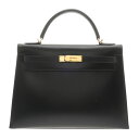 【〜7/11 最大3万円クーポン】エルメス HERMES ケリー 32 外縫い 2WAY ブラック ボックスカーフ レディース ハンドバッグ エルメス バッグ ...