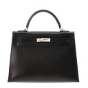【〜5/3 最大3万円クーポン】エルメス HERMES ケリー32 外縫い ブラック ボックスカーフ レディース 2WAYバッグ エルメス バッグ バック ブラ...
