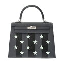 【5/1 最大3万円クーポン&P2倍】エルメス HERMES ケリー 25 外縫い カザック エトワール 2WAY アルドワーズ/ブラック/ペパーミント ヴォー...