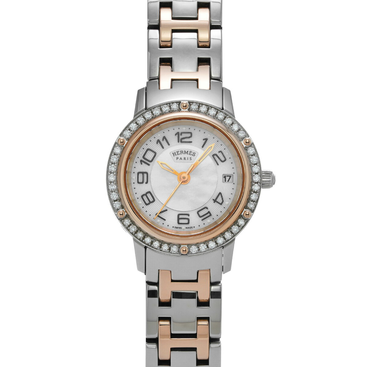 エルメス HERMES クリッパー CP1.222 ホワイトシェル レディース 腕時計 エルメス 時計 高級腕時計 ブランド 【ローン60回払い無金利】【中古】