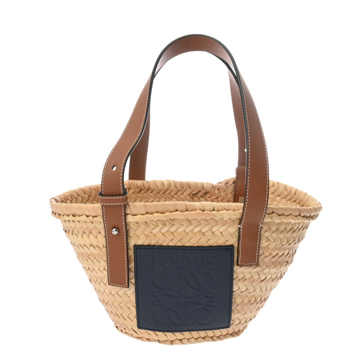 ロエベ LOEWE バスケットバッグ スモール ナチュラル/オーシャン 327.02NS93 ヤシの葉/カーフ レディース ハンドバッグ ロエベ ハンドバッグ バック ブランド 【ローン36回払い無金利】【中古】