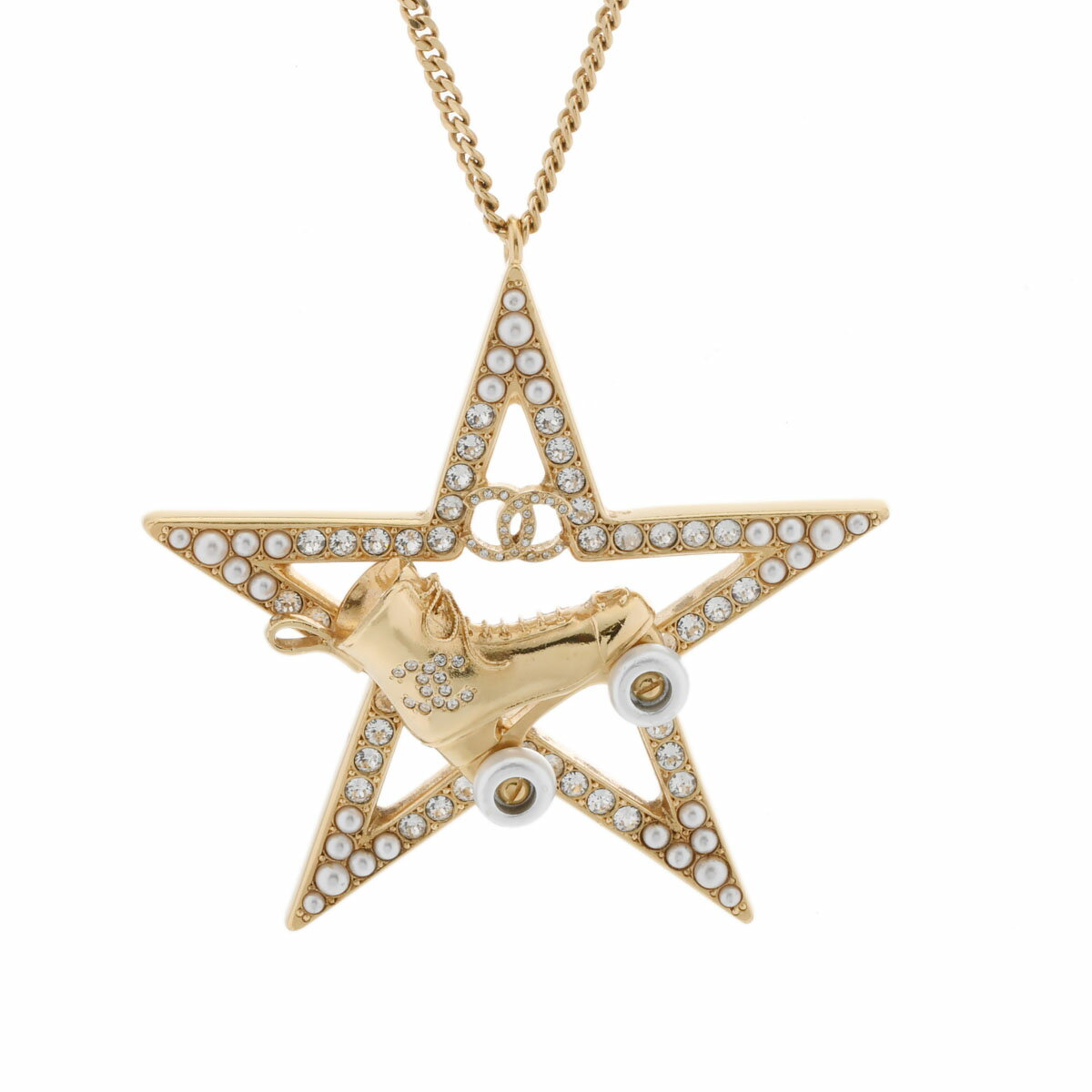 シャネル CHANEL スター＆ローラースケート ゴールド ABC631 メタル/ラインストーン レディース ネックレス シャネル 【ローン36回払い無金利】【中古】のサムネイル