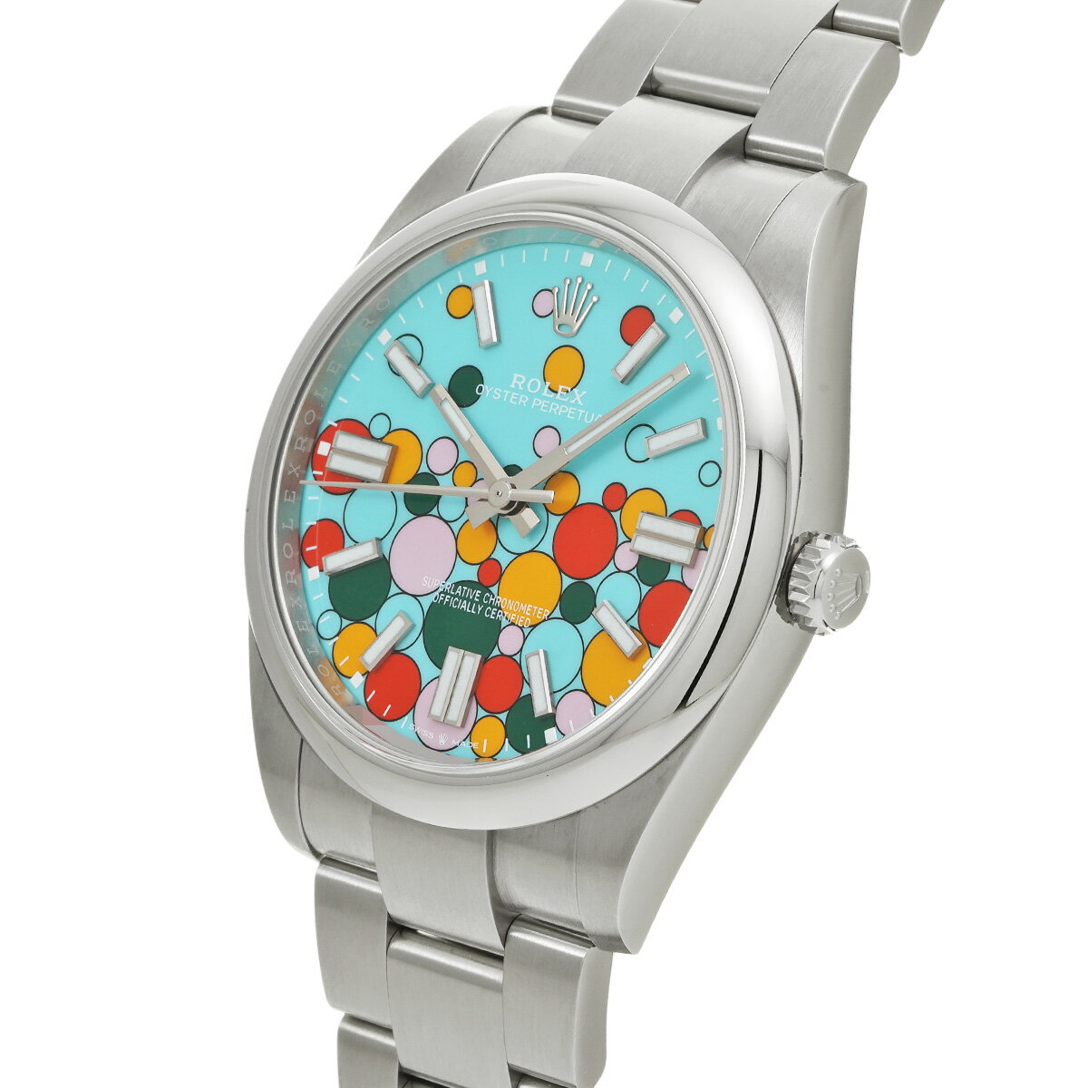 ロレックス ROLEX オイスターパーペチュアル 41 124300 ランダムシリアル ターコイズブルー セレブレーションモチーフ メンズ 腕時計 ロレックス 時計 高級腕時計 ブランド 【ローン36回払い無金利】【中古】