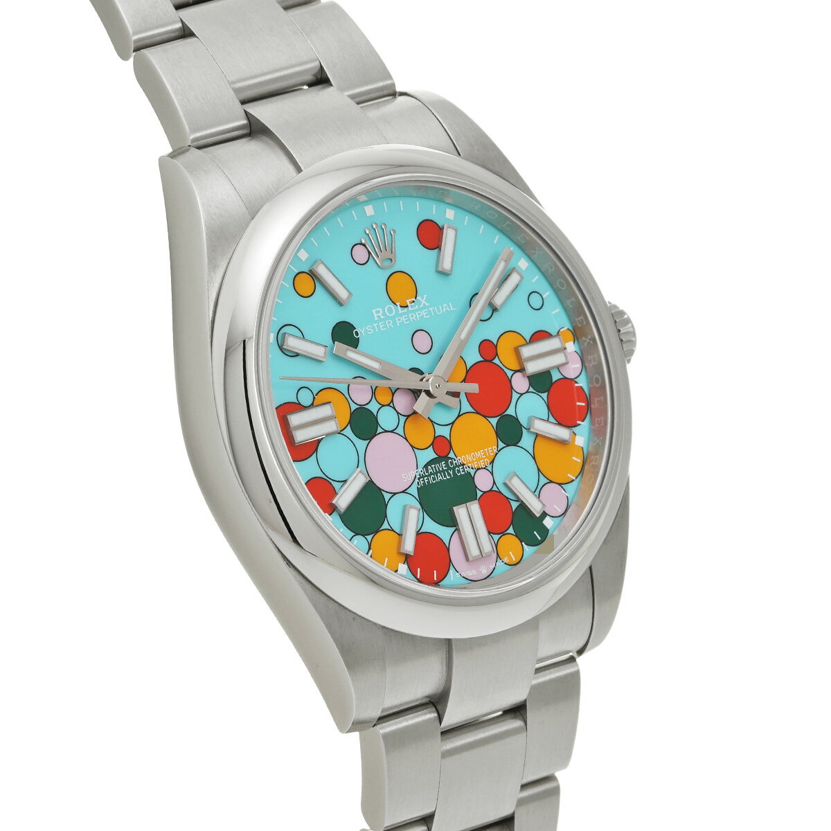 ロレックス ROLEX オイスターパーペチュアル 41 124300 ランダムシリアル ターコイズブルー セレブレーションモチーフ メンズ 腕時計 ロレックス 時計 高級腕時計 ブランド 【ローン36回払い無金利】【中古】