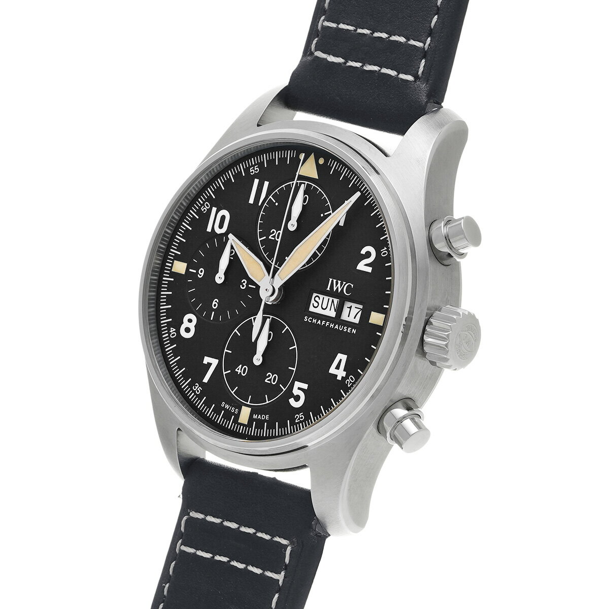 【〜6/27 最大3万円クーポン】IWC パイロットウォッチ クロノグラフ スピットファイア IW387901 ブラック メンズ 腕時計 IWC 時計 高級腕時計 ブランド 【ローン36回払い無金利】【中古】