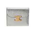 セリーヌ CELINE スモール フラップウォレット シルバー 10D783FD1 36AG シャイニーカーフ レディース 三つ折り財布 セリーヌ 財布 ブランド 【ローン36回払い無金利】【中古】