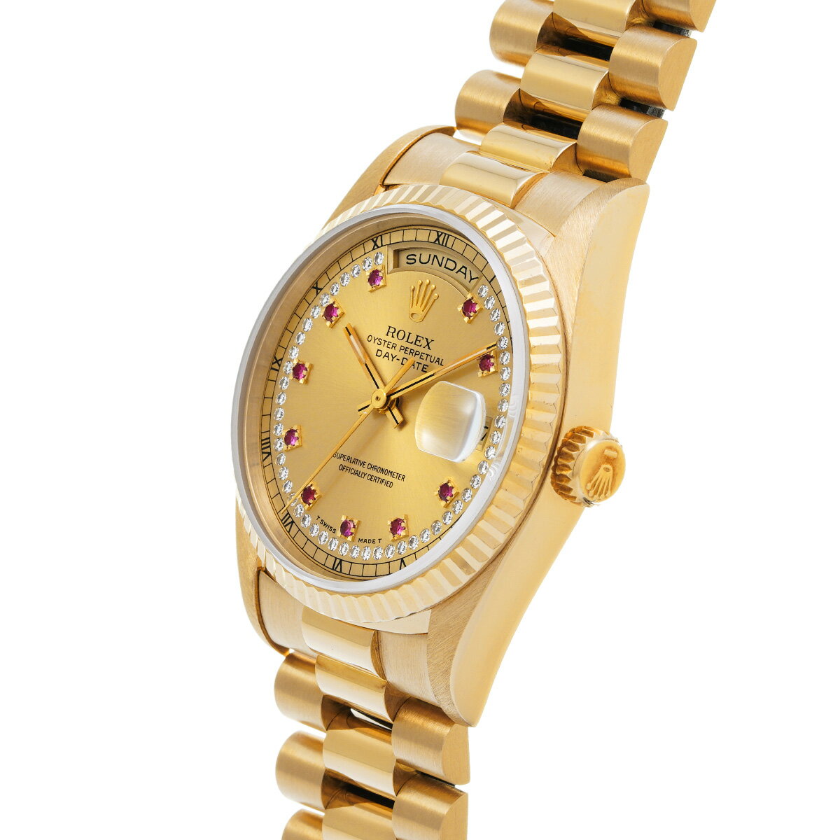 【〜7/26 最大3万円クーポン】ロレックス ROLEX デイデイト 18238LR E番(1990年頃製造) シャンパン/ミリヤードダイヤモンド/ルビー メンズ 腕時計 ロレックス 時計 高級腕時計 ブランド 【ローン36回払い無金利】【中古】