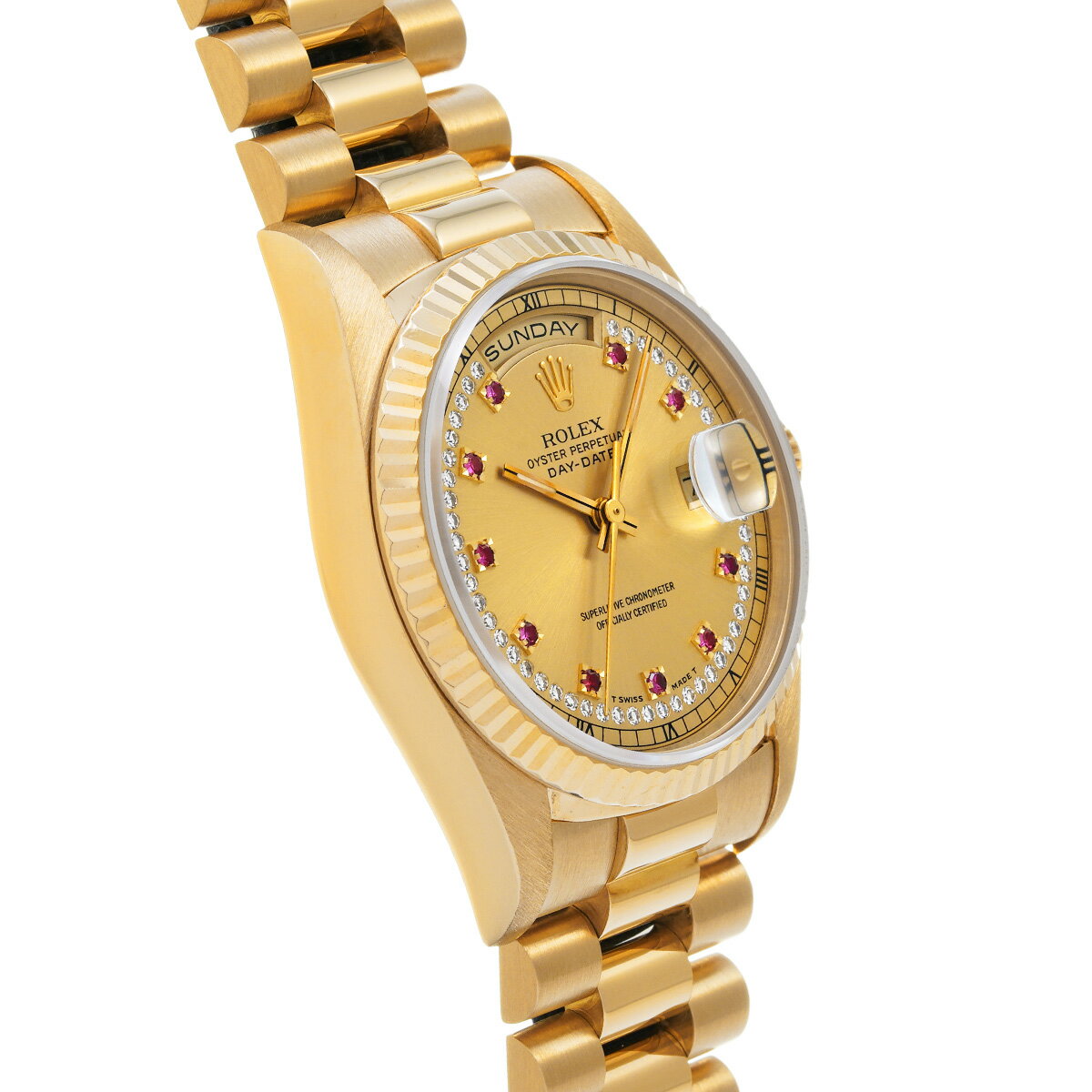 【〜7/26 最大3万円クーポン】ロレックス ROLEX デイデイト 18238LR E番(1990年頃製造) シャンパン/ミリヤードダイヤモンド/ルビー メンズ 腕時計 ロレックス 時計 高級腕時計 ブランド 【ローン36回払い無金利】【中古】