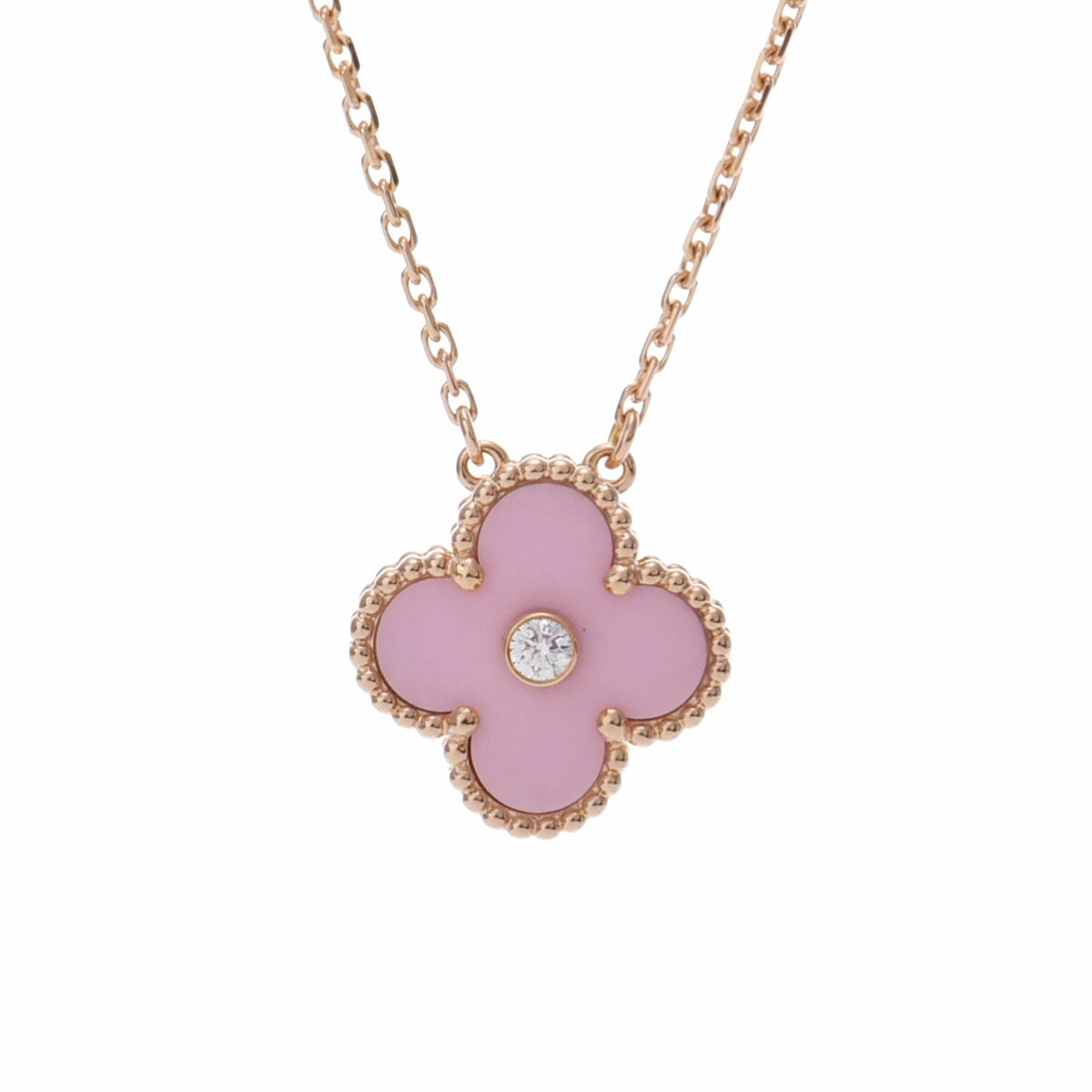 【〜10/27 最大3万円クーポン】ヴァン クリーフ&アーペル Van Cleef & Arpels ヴィンテージアルハンブラ ネックレス 2015年ホリデー K18ピンクゴールド PG ピンクセーブル/ダイヤモンド レディース ネックレス ヴァン クリーフ&アーペル 【ローン36回払い無金利】【中古】のサムネイル
