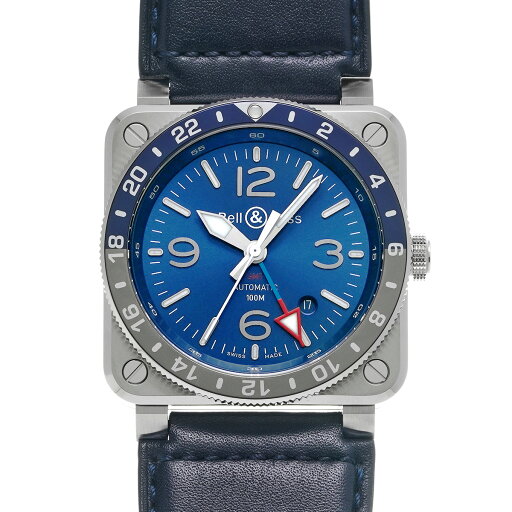 【〜9/26 最大4万円クーポン】ベル&ロス Bell & Ross BR03-93 GMT ブルー BR0393-BLU-ST/SCA ブルー メンズ 腕時計 ベル&ロス 時計 高級腕時計 ブランド 【ローン36回払い無金利】【中古】