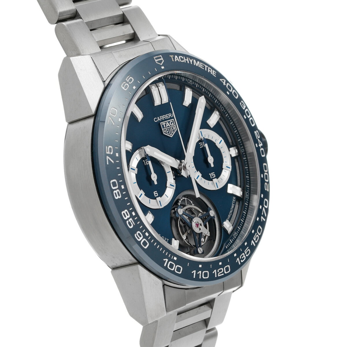 タグ ホイヤー TAG HEUER カレラ キャリバー ホイヤー02T クロノグラフ トゥールビヨン CAR5A8C.BF0707 ブルー メンズ 腕時計 タグ ホイヤー 時計 高級腕時計 ブランド 【ローン48回払い無金利】【中古】