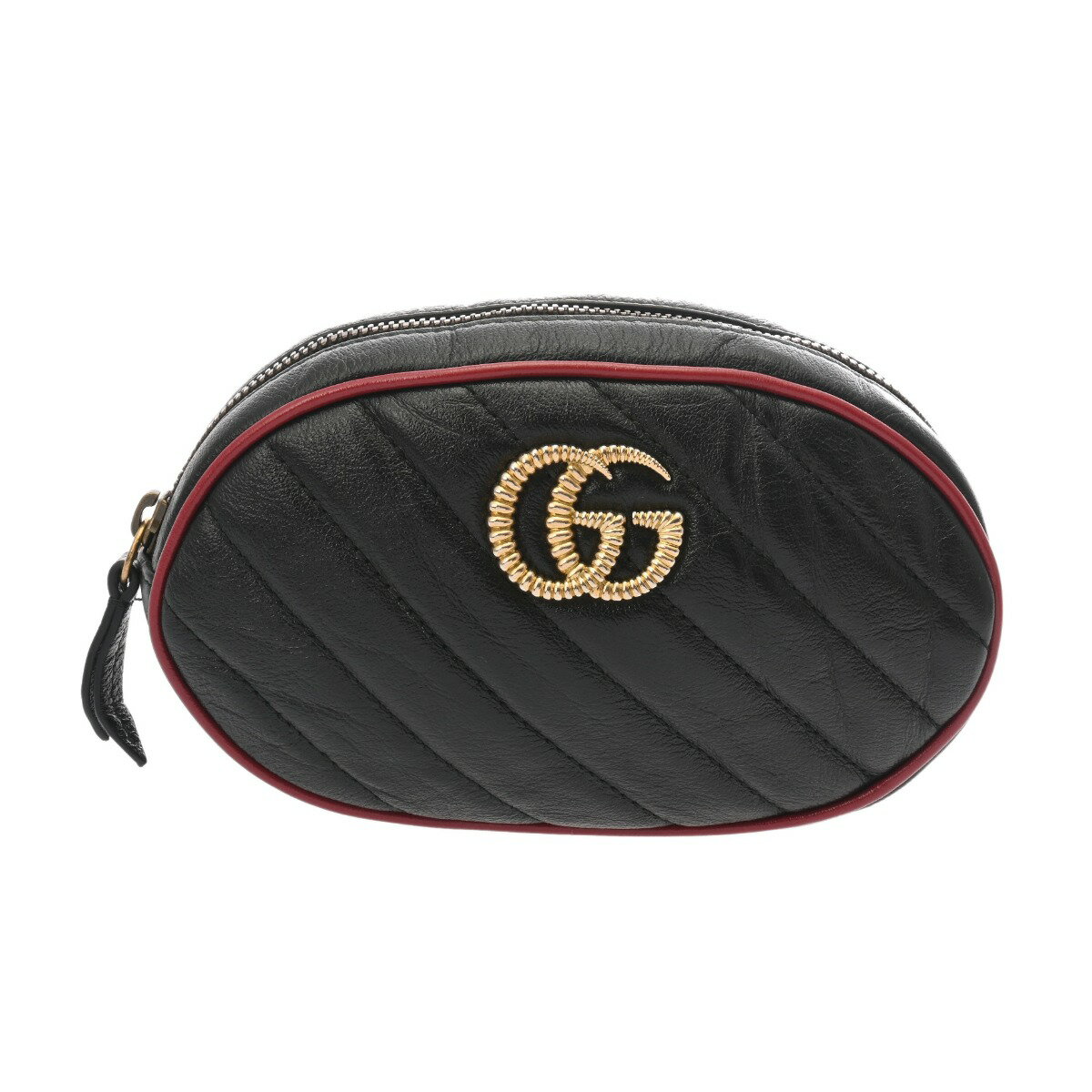 グッチ GUCCI GGマーモント ベルトバッグ ブラック/レッド 476434 498076 レザー レディース ウエストバッグ グッチ ウエストバッグ バック ブランド 【ローン48回払い無金利】【中古】