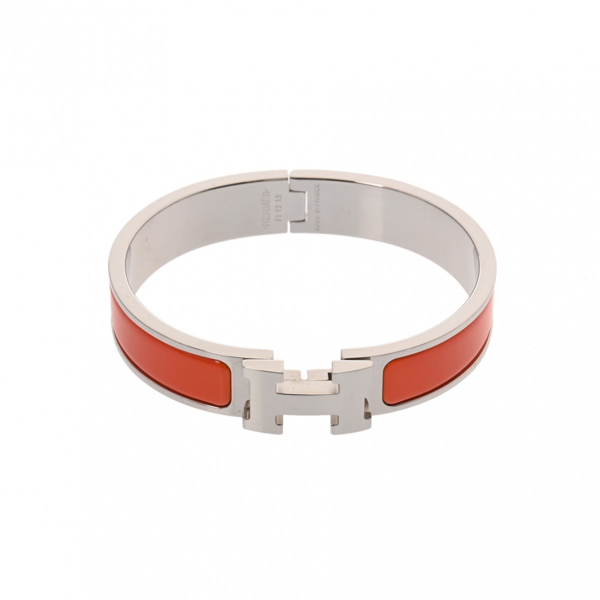 エルメス HERMES クリックH オレンジ/シルバー金具 エナメル レディース ブレスレット エルメス 【ローン48回払い無金利】【中古】