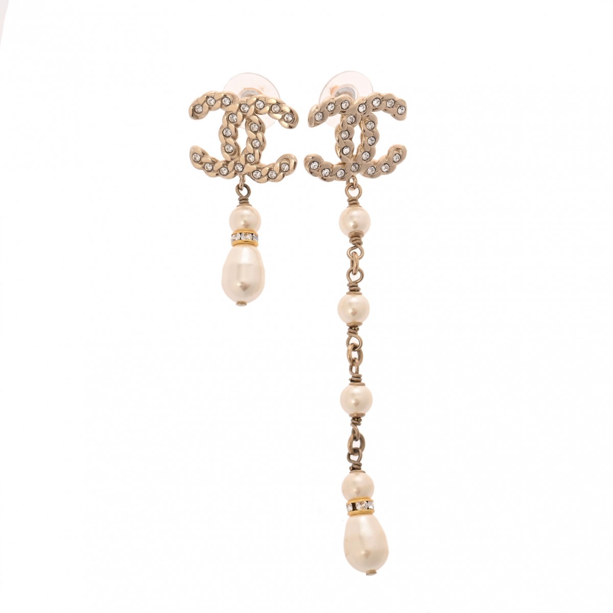 シャネル CHANEL イヤリング ゴールド/ホワイト メタル/ストラス/コスチュームパール レディース ピアス シャネル 【ローン48回払い無金利】【中古】(4)