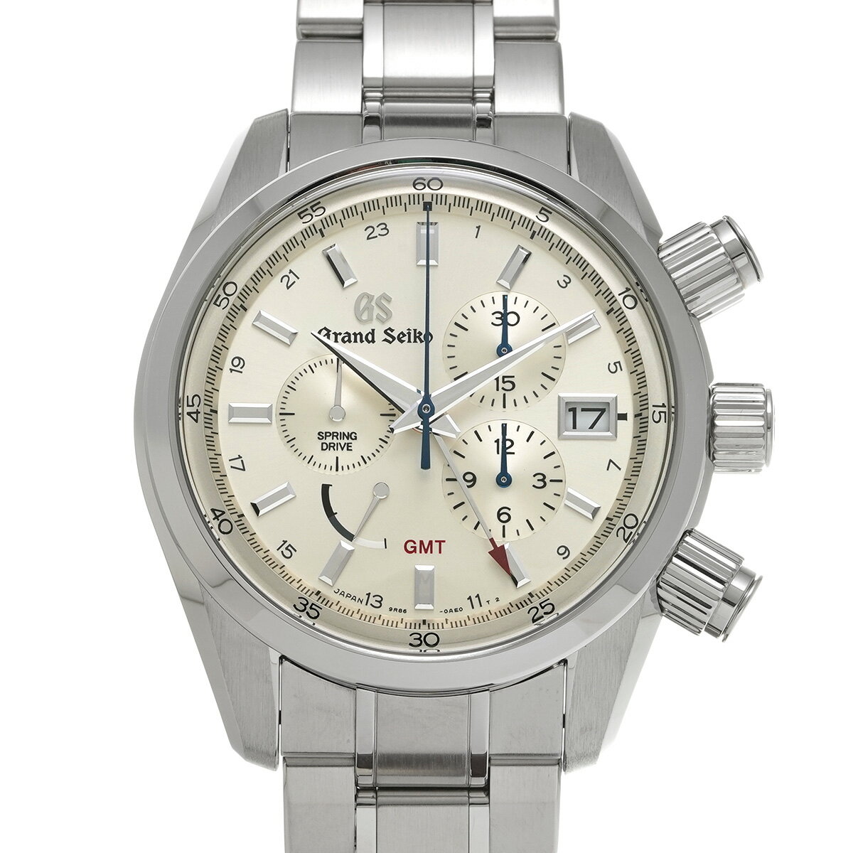 商品詳細 【管理番号】689651 【ジャンル】腕時計 /メンズ 【ブランド】グランドセイコー / Grand Seiko 【モデル】スポーツコレクション スプリングドライブ クロノグラフ GMT 【型番（型式番号）】SBGC201(9R86-0AA0) 【ムーブメント】スプリングドライブ(自動巻き) / Cal.9R86 【文字盤】シルバー 【ケース】ステンレス 【風防】サファイアクリスタル風防 【ベゼル】ステンレス 【ブレスレット】ステンレス 【状態】 中古 ランクA ケース 少し小傷が見受けられます ベゼル 小傷が見受けられます ベルト 小傷が見受けられます バックル 小傷が見受けられます 他に目立つダメージはございません 【サイズ】 ケース 縦/約43.5mm 横/約43.5mm厚み/約16.1mm ラグ幅 21mm 腕周り 約21cm 【機能】 防水(100m) デイト表示 スモールセコンド パワーリザーブ表示 2タイム表示 クロノグラフ シースルーバック 【付属品】メーカー保証書(2019年3月国内購入) メーカー箱(ダメージ) 冊子 グランドセイコー修理完了ご報告書(2022年8月オーバーホール他) 【当社保証】 1年 ランク状態について 商品の状態は、下記のランクで評価しています。 弊社基準にて正確に評価しておりますが、主観的なものであるため、よくお考え頂いた上でご注文頂きますよう宜しくお願いいたします。 神経質な方・完璧を求められる方はご購入をご遠慮下さい。 ※店頭販売もしているため、写真や記載のない傷や汚れが生じる場合がございます。 ※掲載以外の詳細をご希望の方は在庫店舗をご案内致しますので一度お問い合わせ下さい。 N 新品。 S 未使用品。未使用ですが展示品や保管などで僅かな色ヤケや傷が見られる品。一度も使用していない品。 SA 新品同様。数回程度使用の中古品で、新品に近い綺麗な状態の中古品。 A 多少の使用感や傷はありますが状態の良い品 AB 使用感や傷は見られますが、全体的に状態の良い品 B 日常的に使用していたような使用感や傷等が見られますが、充分に使用できる品 C 色濃く使用感があり、傷や汚れが多く目立つ品、リペアが必要な品 Q アンティーク品 お支払方法 ・クレジットカード ・ショッピングローン ・振込銀行 ・代金引換（※代引き手数料を含め30万円以下のみご利用頂けます） 詳しくはこちらをご覧ください。