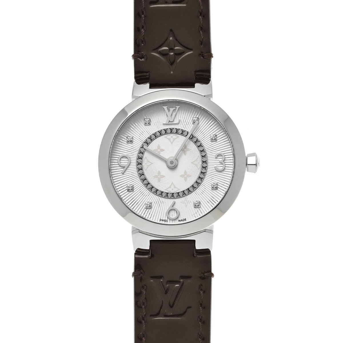 【～11/27 最大3万円クーポン】ルイ ヴィトン LOUIS VUITTON タンブール スリム Q12MGZ シルバー/ダイヤモンド レディース 腕時計 ルイ ヴィトン 時計 高級腕時計 ブランド 【ローン48回払い無金利】【中古】