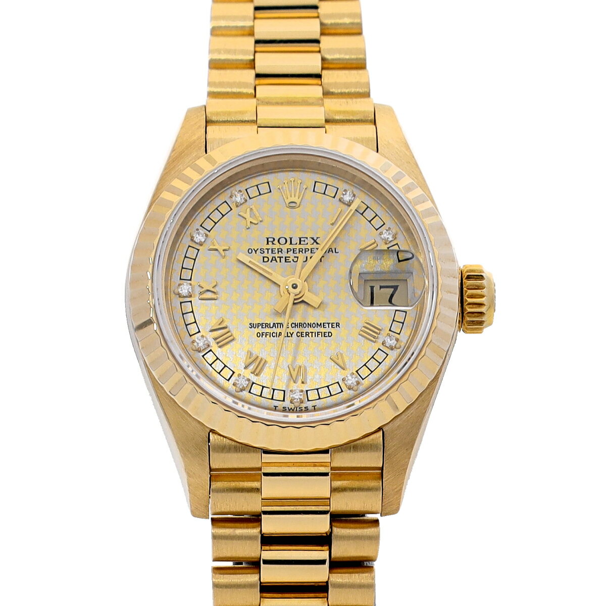 【～11/11 最大3万円クーポン】ロレックス ROLEX デイトジャスト 69178G 98番台(1986年～1987年頃製造) シャンパンハウンズトゥース/ダイヤモンド レディース 腕時計 ロレックス 時計 高級腕時計 ブランド 【ローン48回払い無金利】【中古】