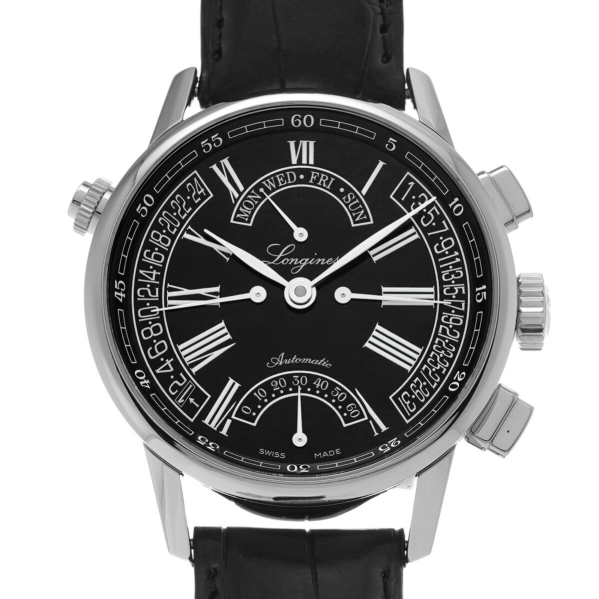 【〜11/27 最大3万円クーポン】ロンジン LONGINES ヘリテージ コラムホイール クロノグラフ L4.797.4.51.2 ブラック メンズ 腕時計 ロンジン 時計 高級腕時計 ブランド 【ローン48回払い無金利】【中古】