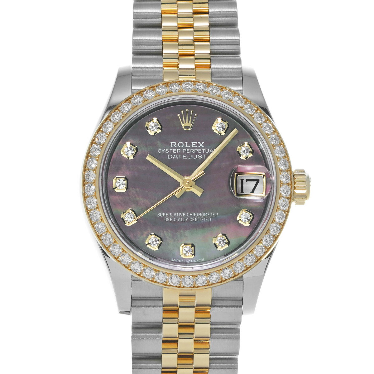 ロレックス ROLEX デイトジャスト 278383RBR ランダムシリアル ブラックシェル/ダイヤモンド ユニセックス 腕時計 ロレックス 時計 高級腕時計 ブランド 【ローン48回払い無金利】【中古】