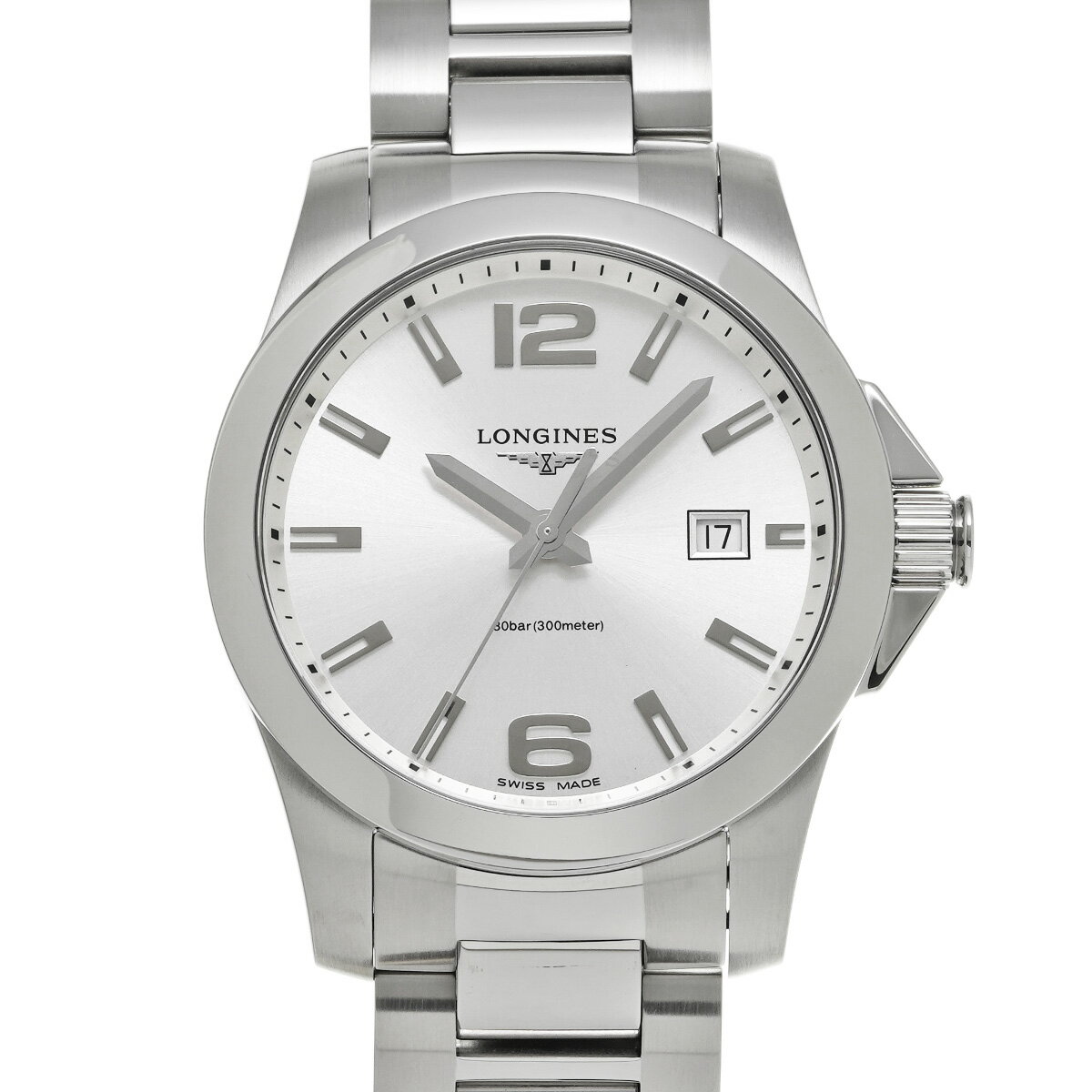 ロンジン LONGINES コンクエスト L3.759.4.76.6 シルバー メンズ 腕時計 ロンジン 時計 高級腕時計 ブランド 【ローン48回払い無金利】【中古】