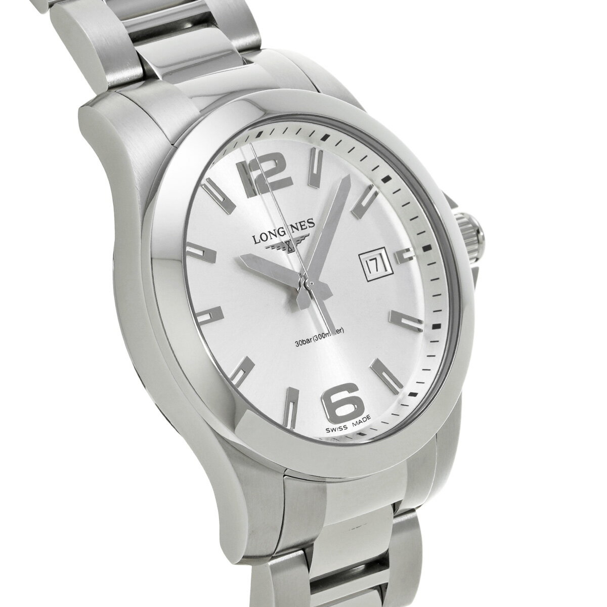 ロンジン LONGINES コンクエスト L3.759.4.76.6 シルバー メンズ 腕時計 ロンジン 時計 高級腕時計 ブランド 【ローン48回払い無金利】【中古】