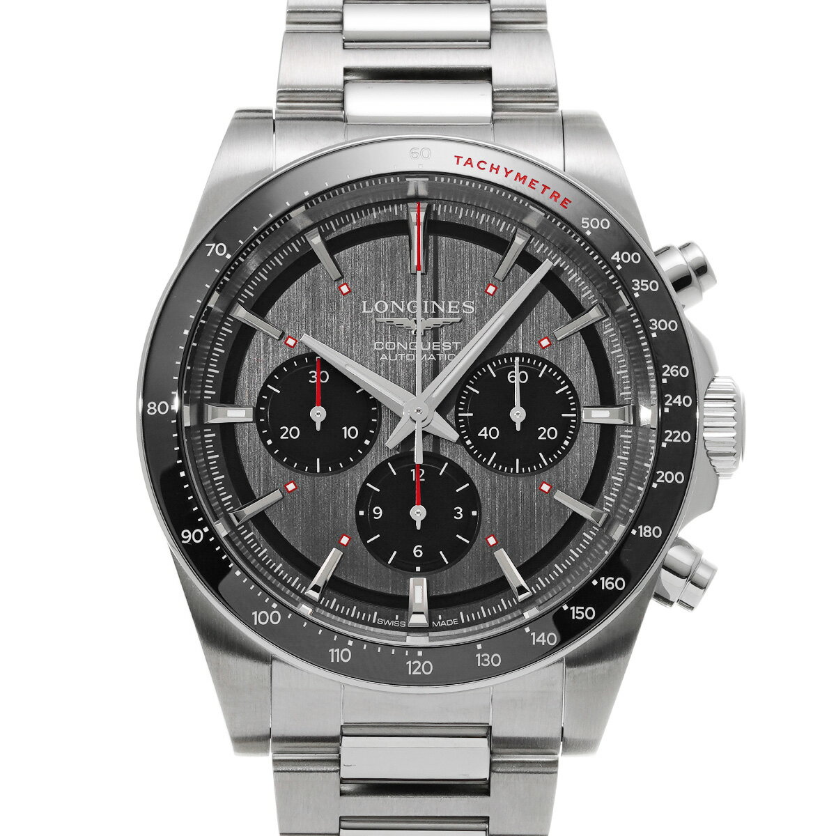 【〜11/27 最大3万円クーポン】ロンジン LONGINES コンクエスト クロノグラフ スキーエディション L3.836.4.52.9 グレー/ブラック メンズ 腕時計 ロンジン 時計 高級腕時計 ブランド 【ローン48回払い無金利】【中古】