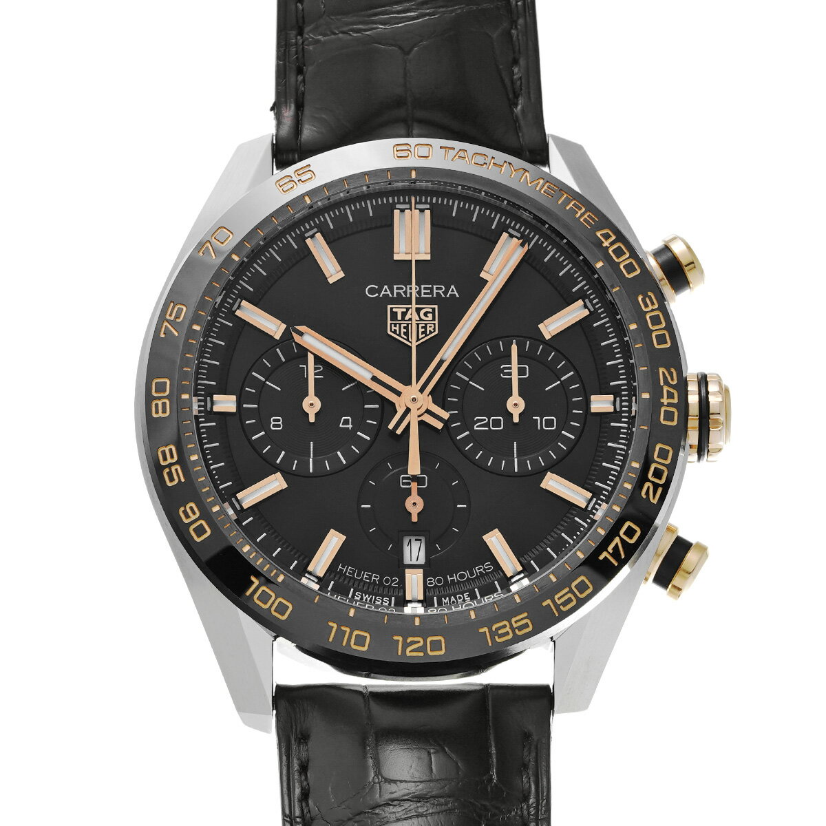 タグ ホイヤー TAG HEUER カレラ キャリバー ホイヤー02 スポーツ クロノグラフ CBN2A5A.FC6481 ブラック メンズ 腕時計 タグ ホイヤー 時計 高級腕時計 ブランド 【ローン48回払い無金利】【中古】