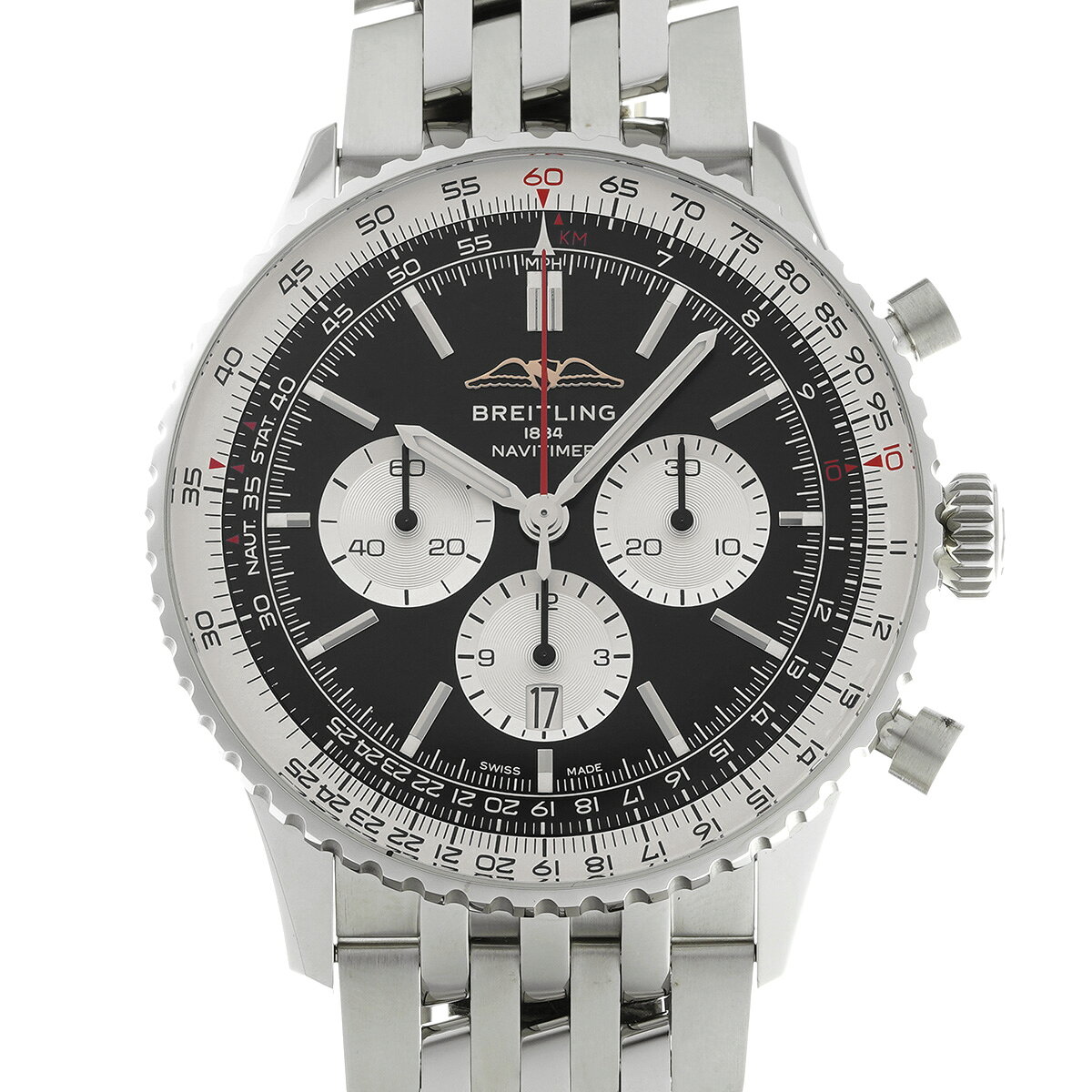 ブライトリング BREITLING ナビタイマー B01 クロノグラフ 46 AB0137211B1A1 ブラック/シルバー メンズ 腕時計 ブライトリング 時計 高級腕時計 ブランド 【ローン48回払い無金利】【中古】(2)