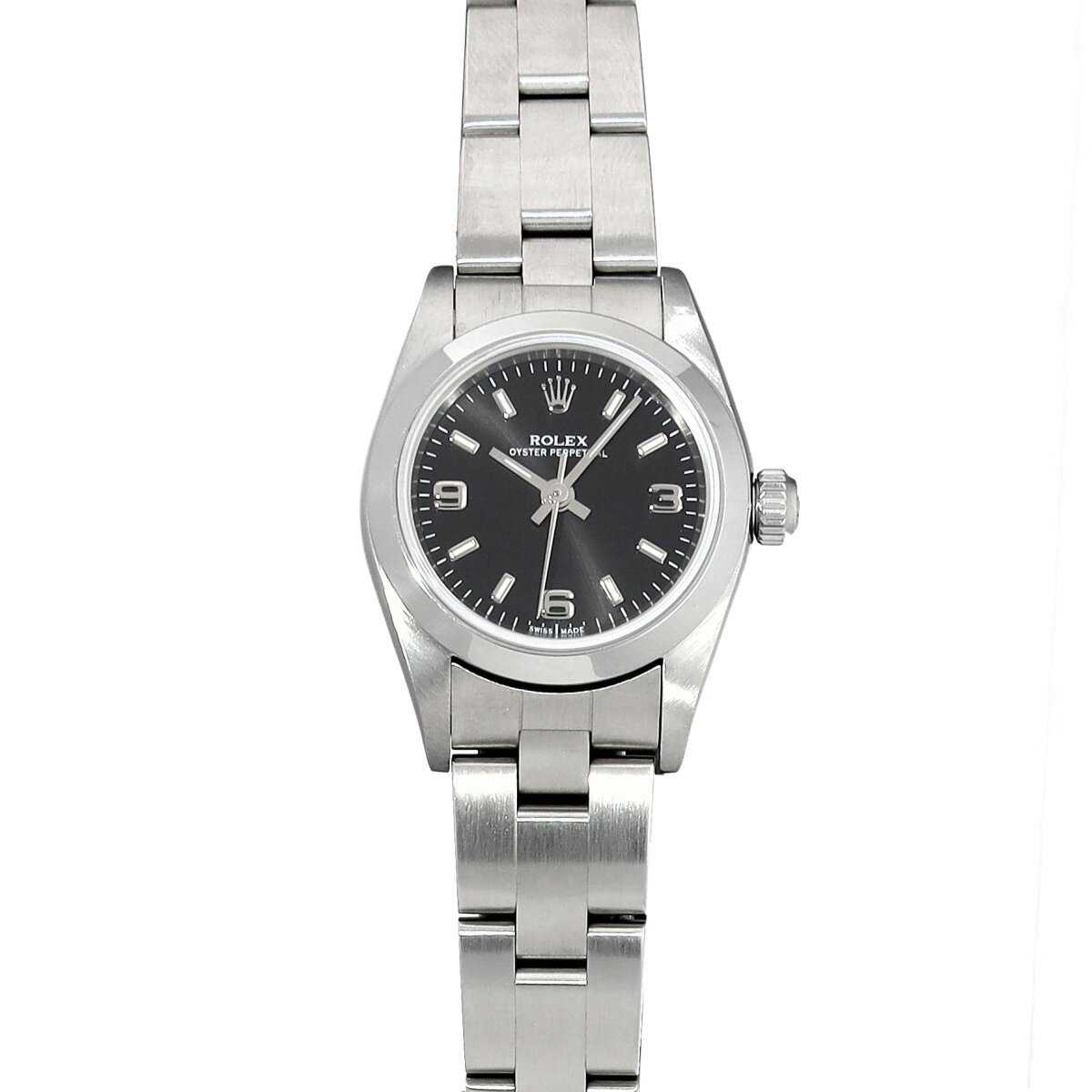 ロレックス ROLEX オイスターパーペチュアル 76080 D番(2004年頃) ブラック レディース 腕時計 ロレックス 時計 高級腕時計 ブランド 【ローン48回払い無金利】【中古】