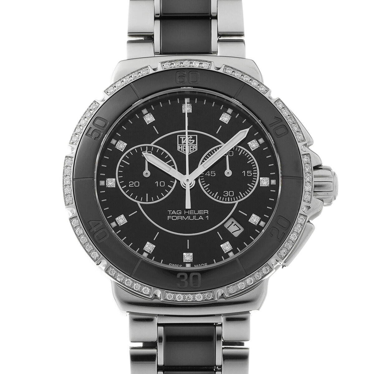 タグ ホイヤー TAG HEUER フォーミュラ1 クォーツ クロノグラフ CAH1212.BA0862 ブラック/ダイヤモンド メンズ 腕時計 タグ ホイヤー 時計 高級腕時計 ブランド 【ローン48回払い無金利】【中古】