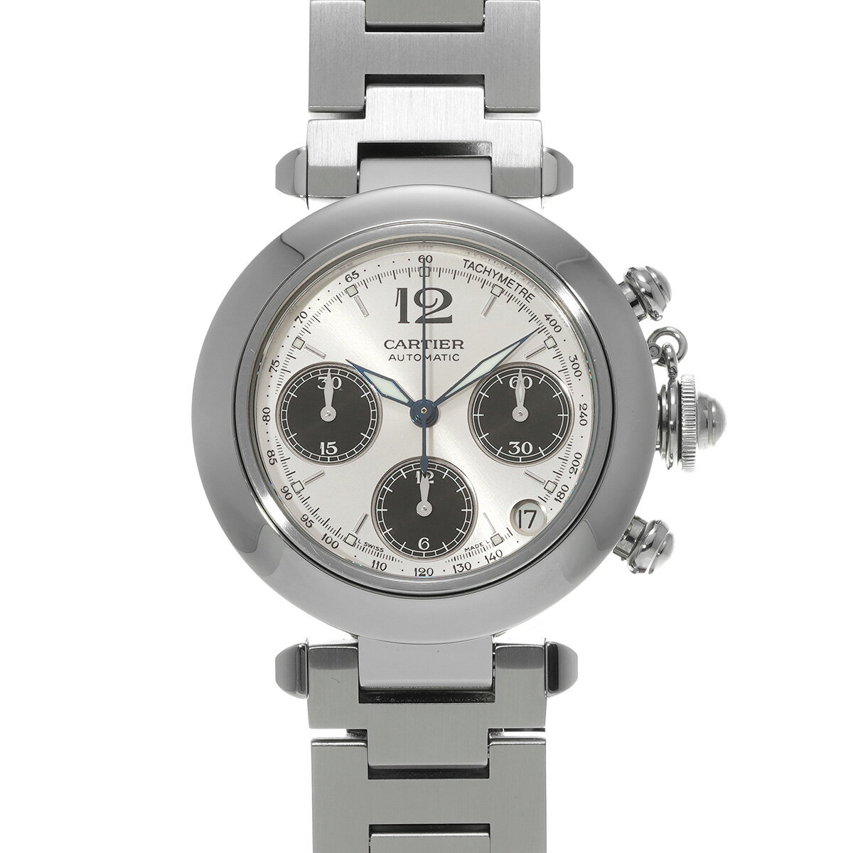 カルティエ CARTIER パシャC クロノグラフ W31048M7 シルバー/ブラック メンズ 腕時計 カルティエ 時計 高級腕時計 ブランド 【ローン48回払い無金利】【中古】