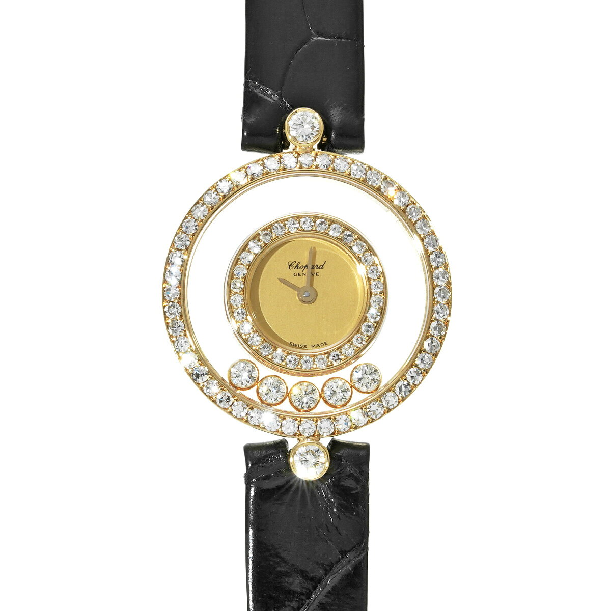 【〜7/26 最大5万円クーポン】ショパール Chopard ハッピーダイヤモンド 4097 シャンパン レディース 腕時計 ショパール 時計 高級腕時計 ブランド 【ローン48回払い無金利】【中古】