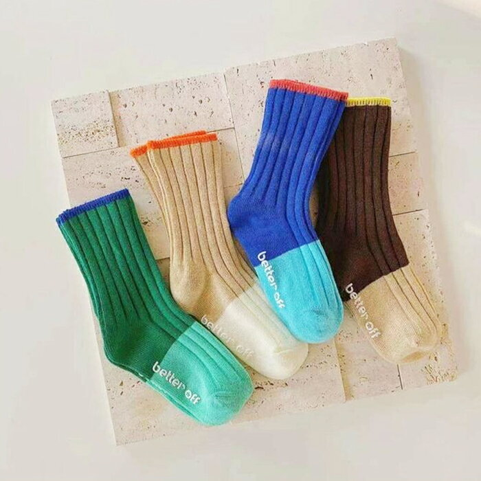 SALE定価580円　＜KIDS＞bicolor*ribsocks リブソックス 1足 14cm 15cm 16cm 17cm 18cm 19cm 滑り止め付き 韓国子供服 男の子 女の子 靴下 シンプル こども キッズ　シンプル クルーソックス