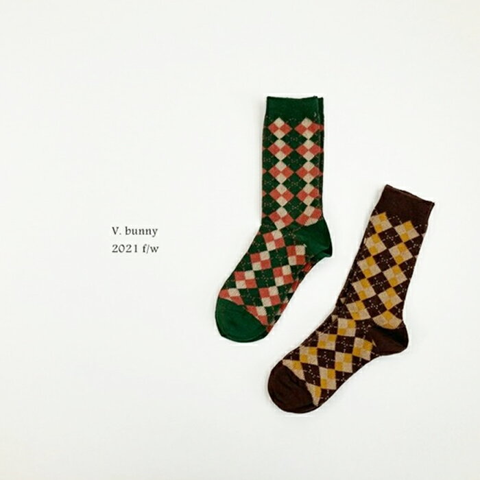 楽天イプニアSALE定価1,480円 ママ用 レディース 女性用＜mom＞vb momday socks 2足セット 滑り止め無し 靴下 韓国子供服 男の子 女の子 12cm 13cm 14cm 15cm 16cm 17cm 18cm おしゃれ プレゼント ギフト チェック柄