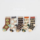 楽天イプニアレトロかわいいお花柄＜BABY＞＜KIDS＞flower socks set 5足セット 滑り止め無し くすみ色 ブラウン 韓国子供服 靴下 キッズ 赤ちゃん オシャレ 女の子 男の子 可愛い キュート ギフト プレゼント お祝い 13cm 14cm 15cm 16cm 17cm 18cm 19cm