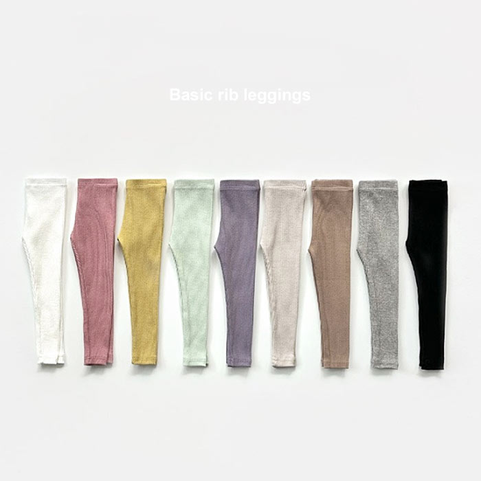 くすみ色 リブ レギンス＜BABY＞＜KIDS＞Basic cotton leggings 無地 キッズ 子ども 韓国子供服 男の子 女の子 スパッツ 80cm 90cm 100cm 110cm 120cm 130cm オシャレ シンプル