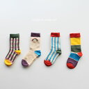 ＜KIDS＞rainbow socks 4足セット 滑り止め無し 靴下 韓国子供服 花 雲 男の子 女の子 15cm 16cm 17cm 18cm 19cm 20cm 21cm おしゃれ プレゼント ギフト チェック柄 ストライプ 柄虹 ベージュ